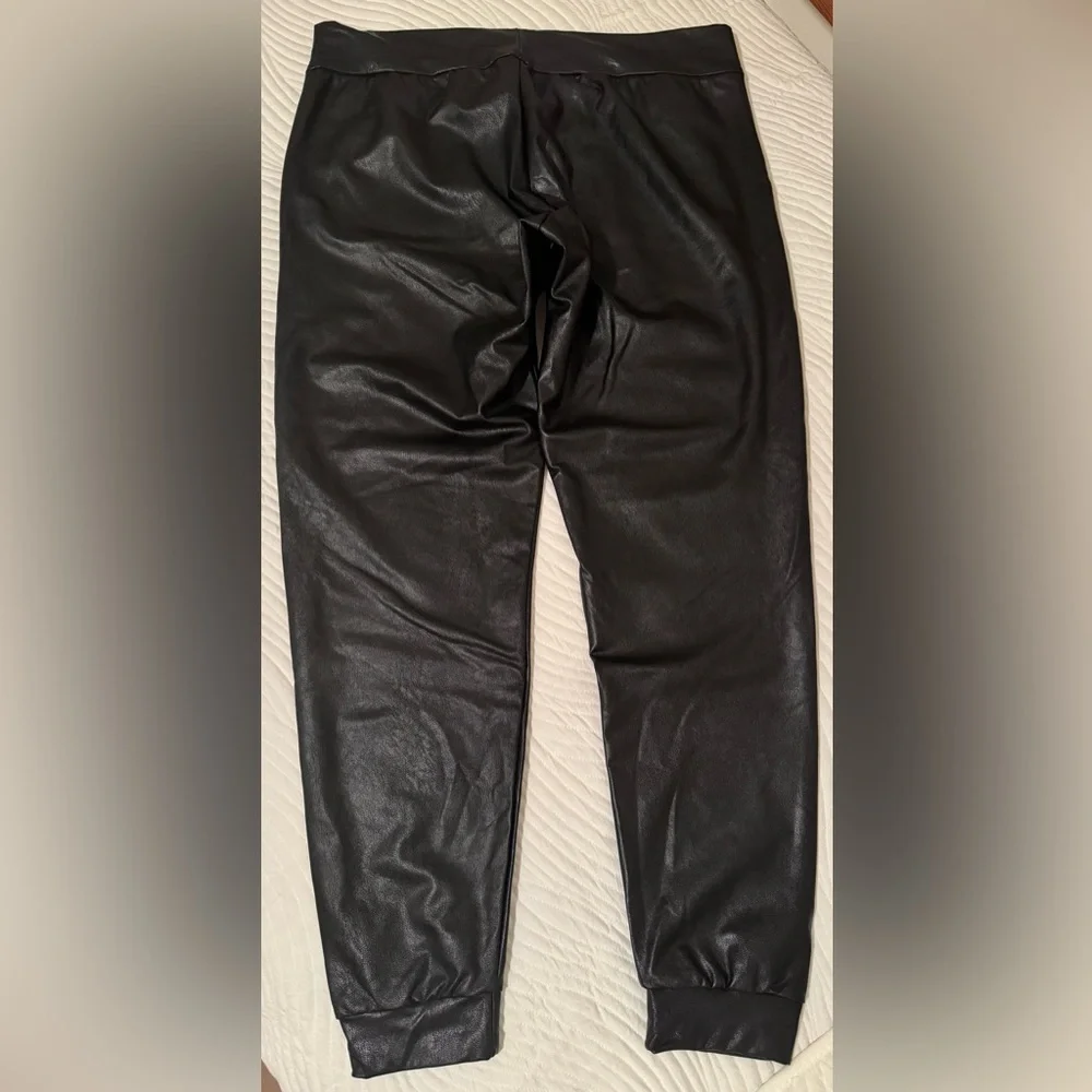 Commando Sleek Black Faux Leather Pants‎ joggers Womens xl MSRP $148